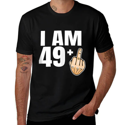 Funny 50th Birthday Middle Finger Gag Gift  Summer-ready Fabric T-Shirt
