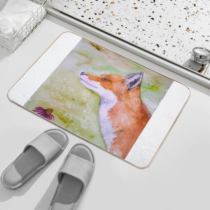 Cute Fox Watercolour in Silent Nature  Eco-Friendly Bath Mat
