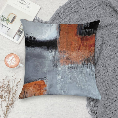 Black Orange Abstract Soft Decorative Cover Throw Pillow