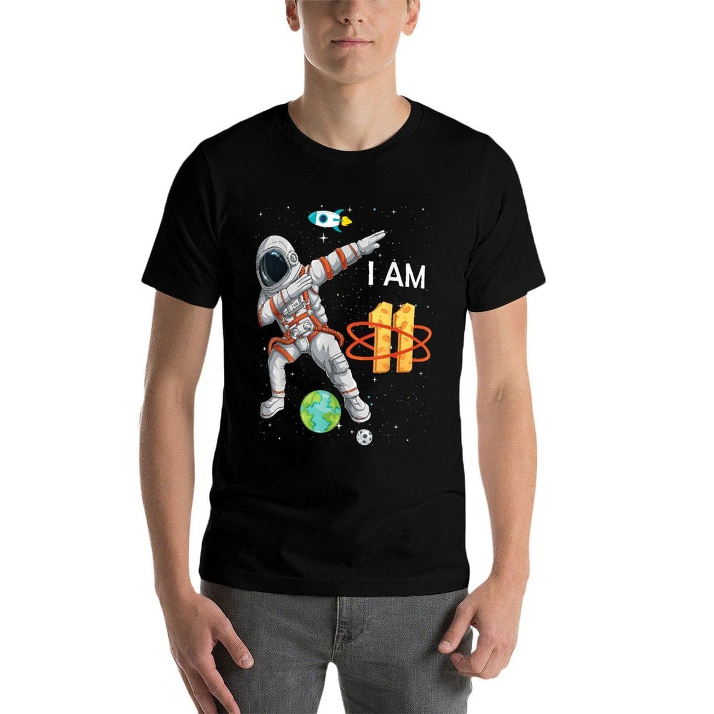 11 Years Old Birthday Boy Astronaut Space 11th B-Day  Trendy Pattern T-Shirt