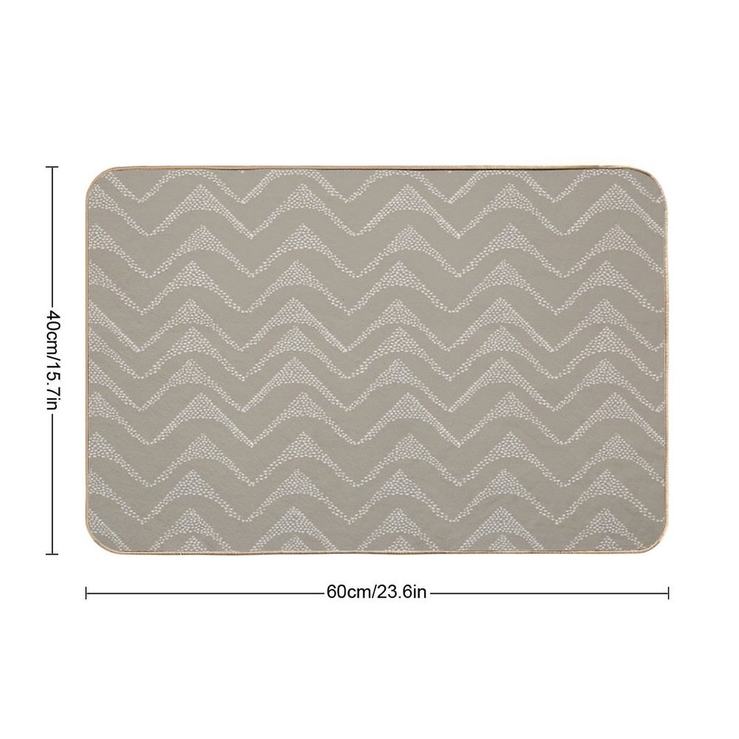 Horizontal Stippled Lines White on Taupe  Rapid-Drying Bath Mat