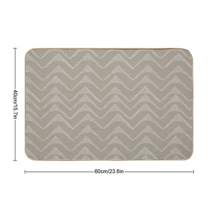 Horizontal Stippled Lines White on Taupe  Rapid-Drying Bath Mat