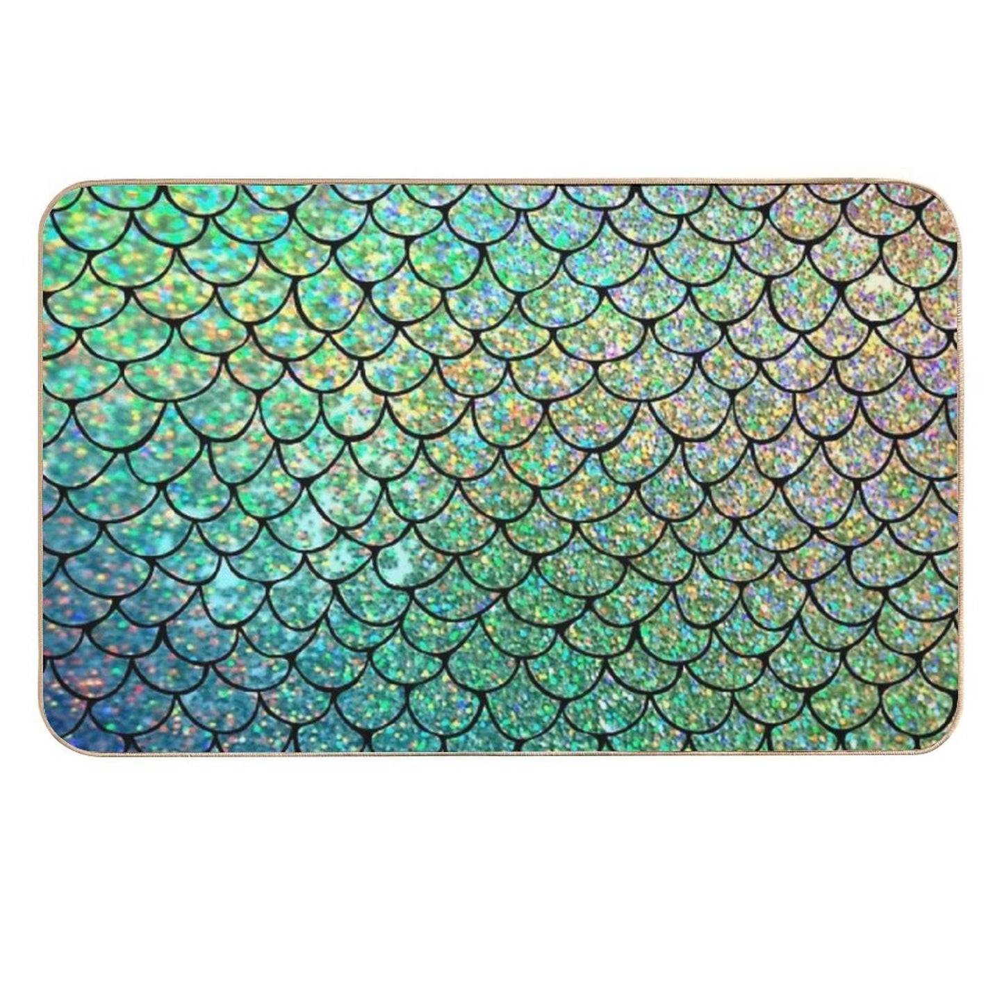 Colorful Glitter Mermaid Scales  Absorbent Bath Mat