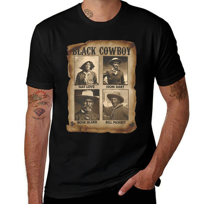 Black Cowboy Western Rodeo Melanin Black History Texas Men Oversized Silhouette T-Shirt