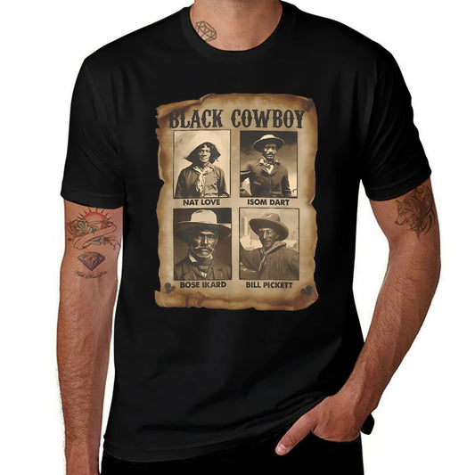 Black Cowboy Western Rodeo Melanin Black History Texas Men Oversized Silhouette T-Shirt