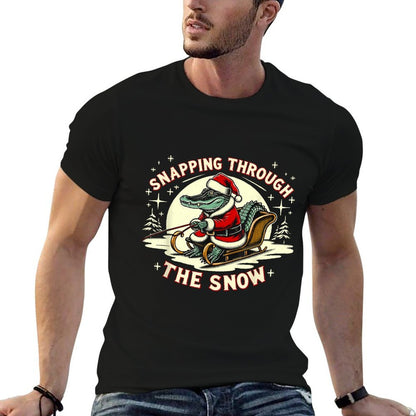 Alligator Snapping Through The Snow, Gator Hunting Christmas  Moisture-wicking T-Shirt