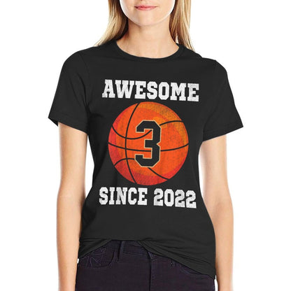 Kids 3rd Birthday Basketball Lover 3 Years Old Vintage Sports  Stretchy T-Shirt