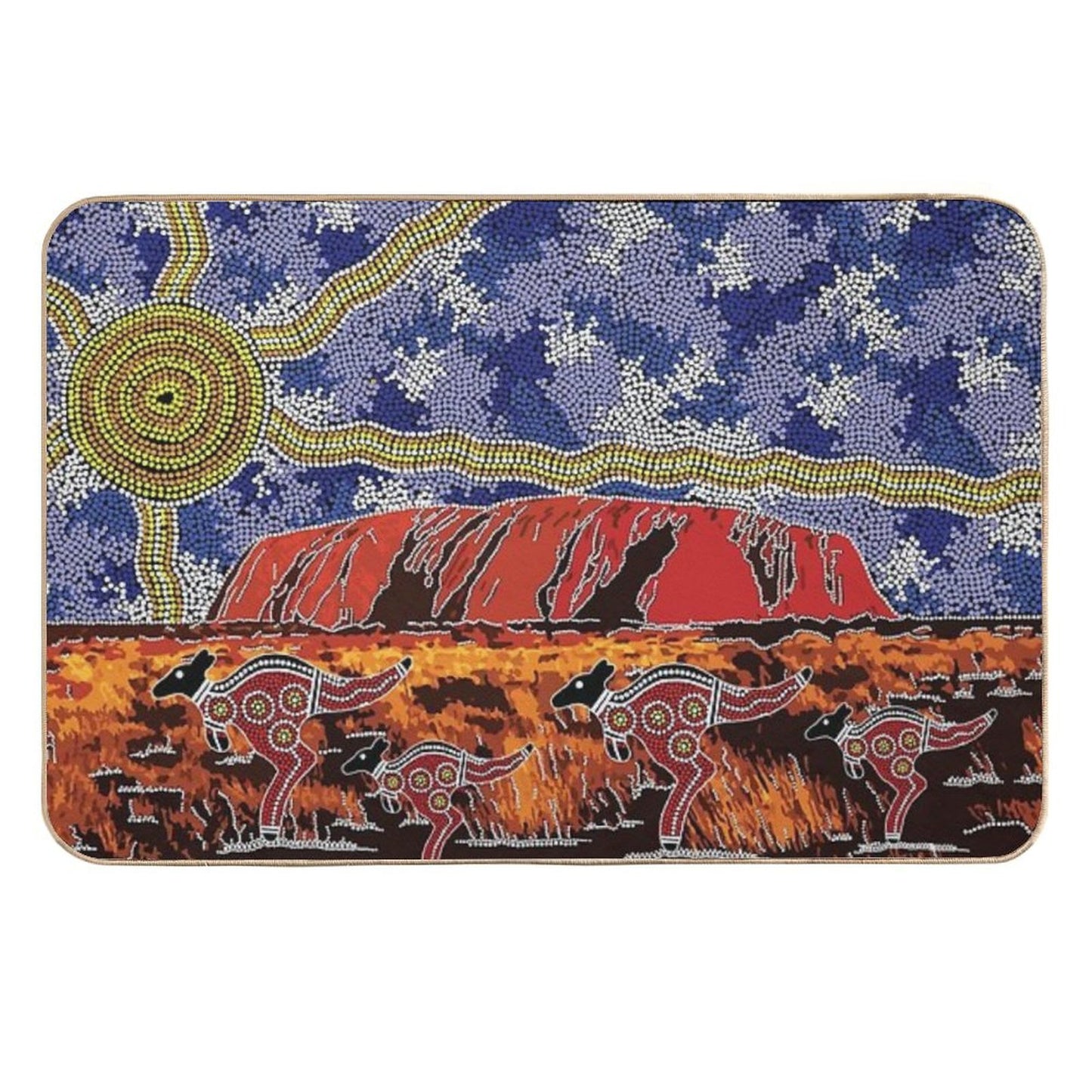 Authentic Aboriginal Art - Uluru Sky  Non-Slip Bath Mat