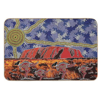 Authentic Aboriginal Art - Uluru Sky  Non-Slip Bath Mat