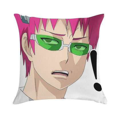 Saiki's Confused Face Soft Shrink-Resistant Throw Pillow