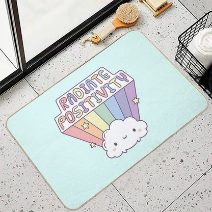 Radiate Positivity, Cute Cloud And Rainbow  Rapid-Drying Bath Mat