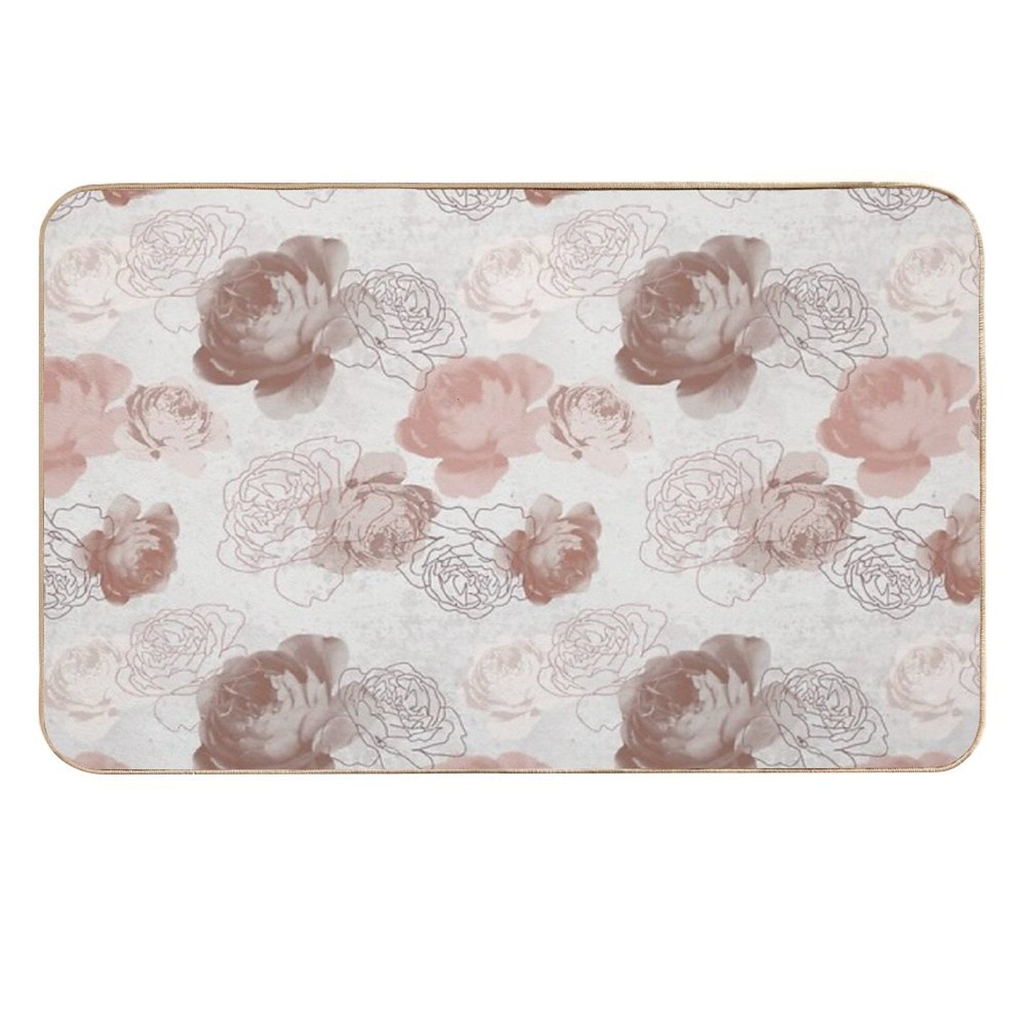 Vintage Rose in Peach Pattern  Absorbent Bath Mat