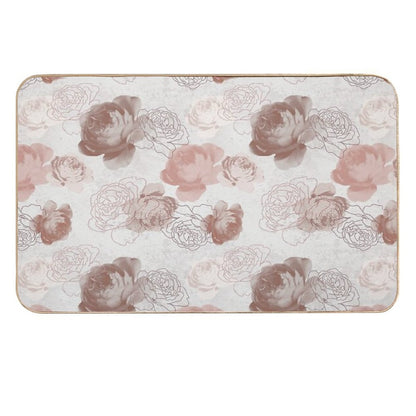 Vintage Rose in Peach Pattern  Absorbent Bath Mat