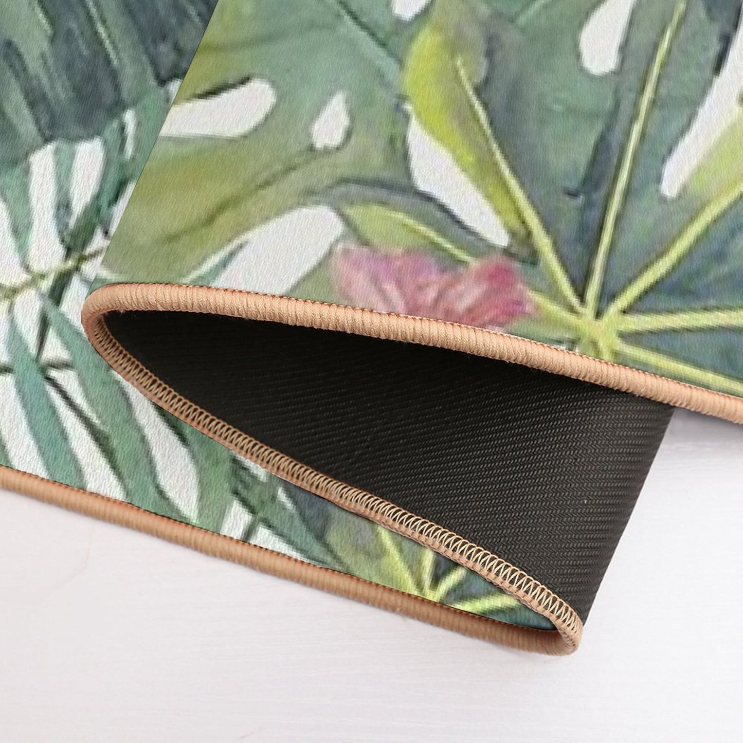 Tropical Leaves Pattern  Easy To Clean Bath Mat