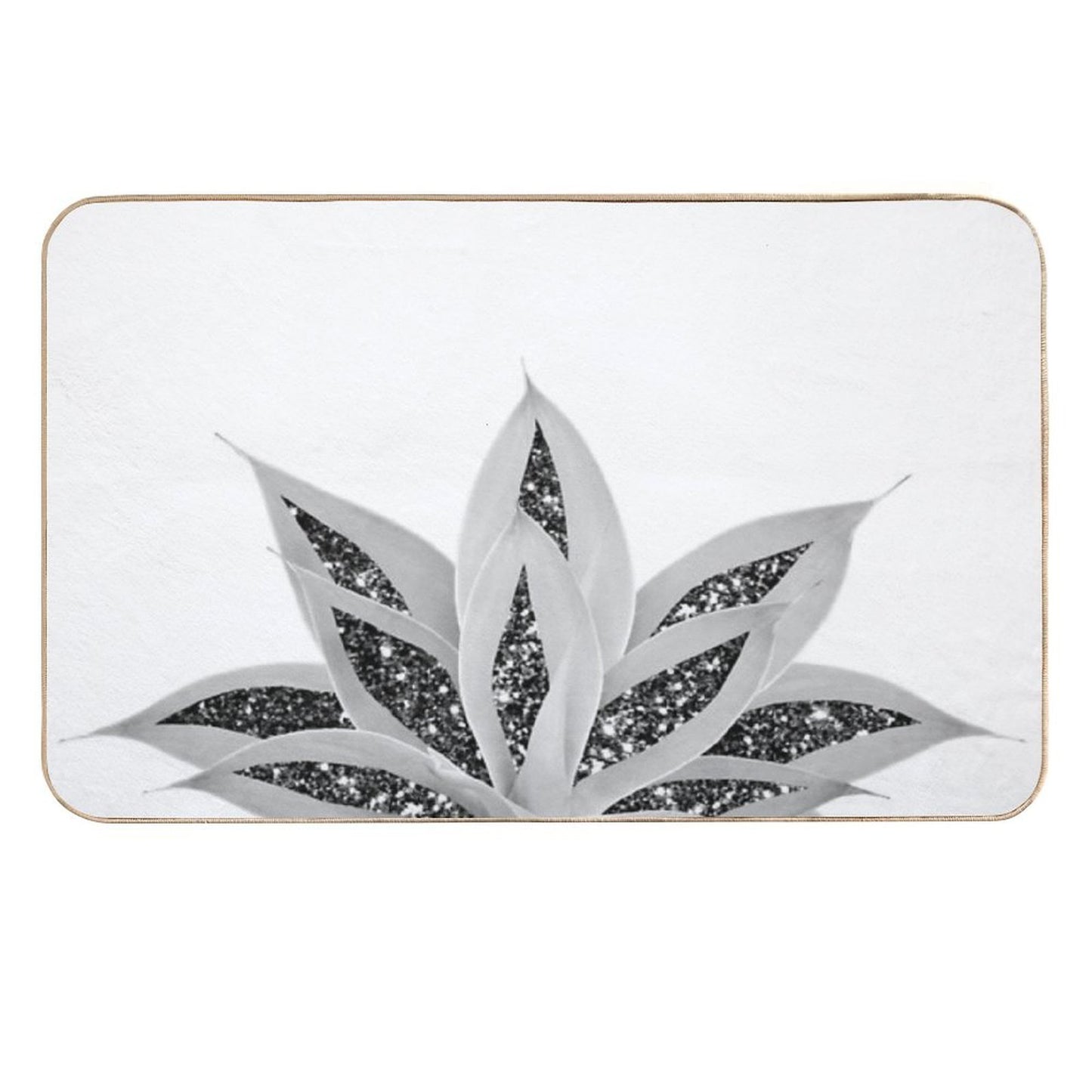 Gray Agave with Black Silver Glam #1 (Photo of Glitter Only - Not Reflective)  Slip-Resistant Bath Mat