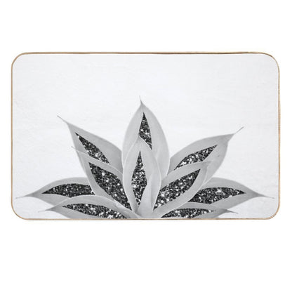 Gray Agave with Black Silver Glam #1 (Photo of Glitter Only - Not Reflective)  Slip-Resistant Bath Mat