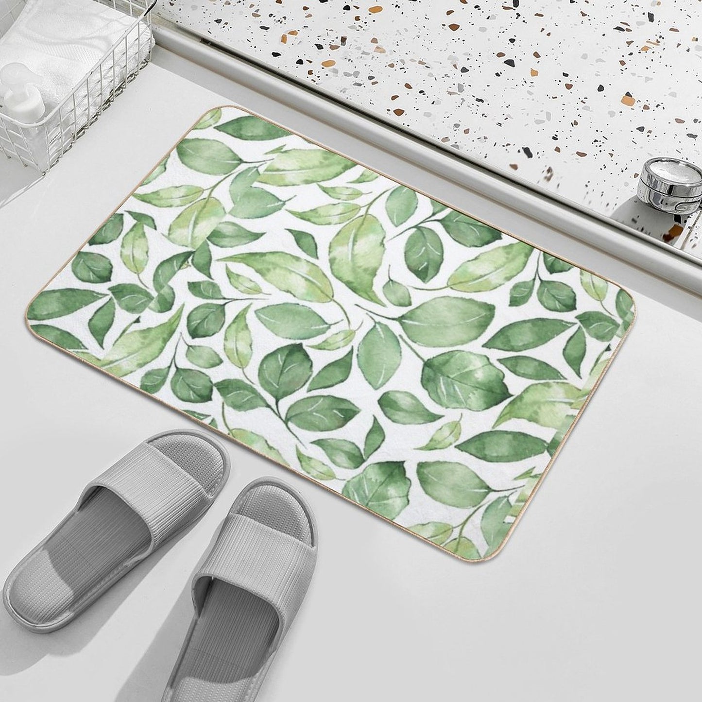 Watercolor Leaves  Versatile Bath Mat