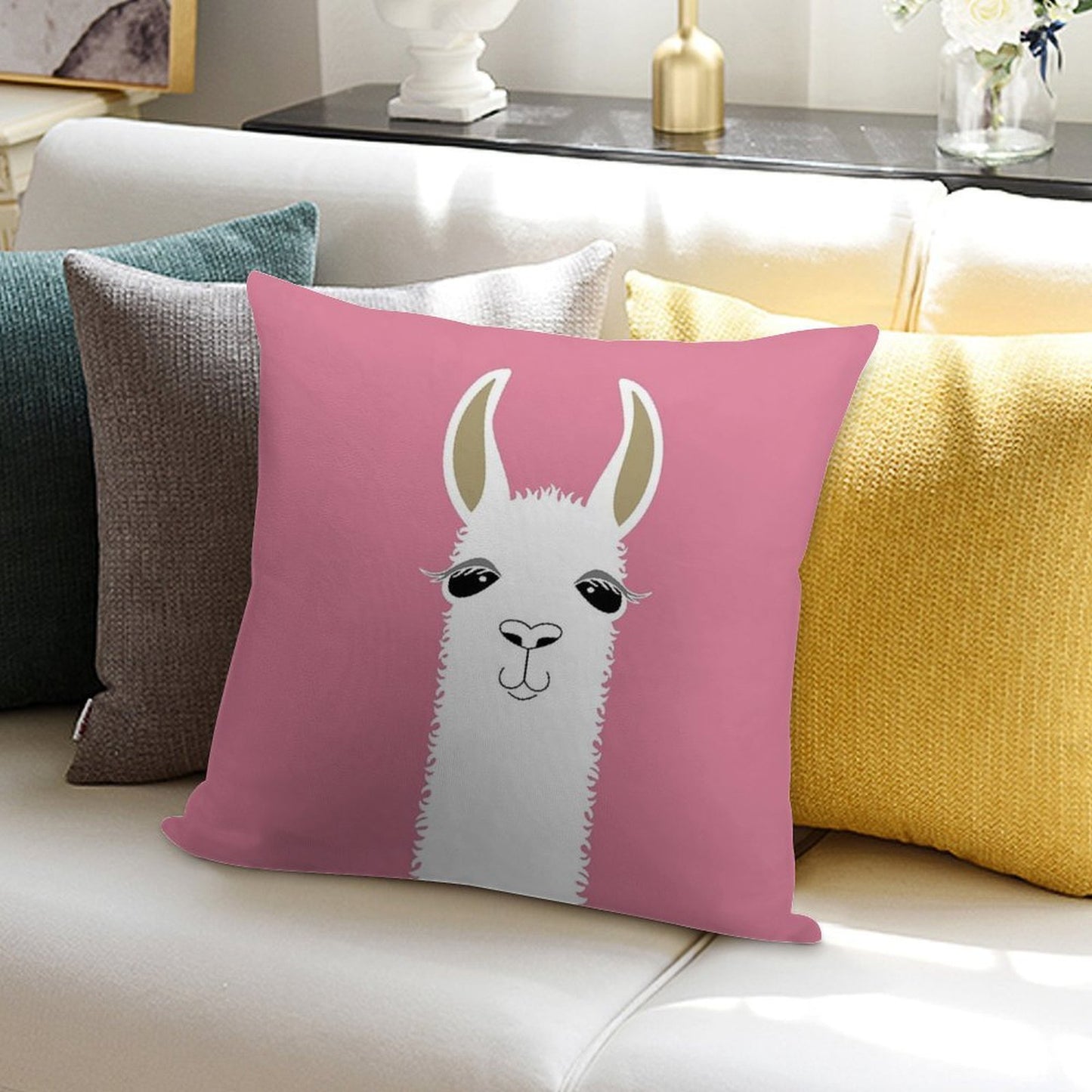 LLAMA PORTRAIT #5 Soft Style Accent Throw Pillow