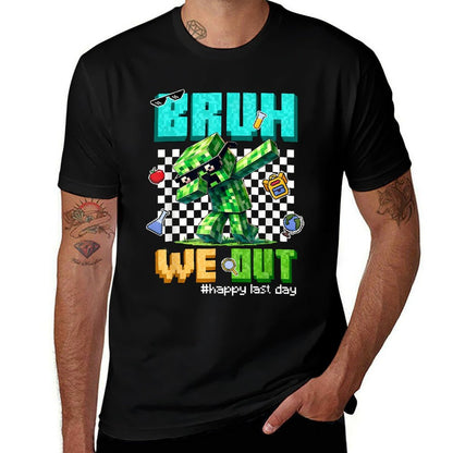 Bruh We Out Teacher Kids Last Day Of School Video Game Pixel  Affordable Price T-Shirt
