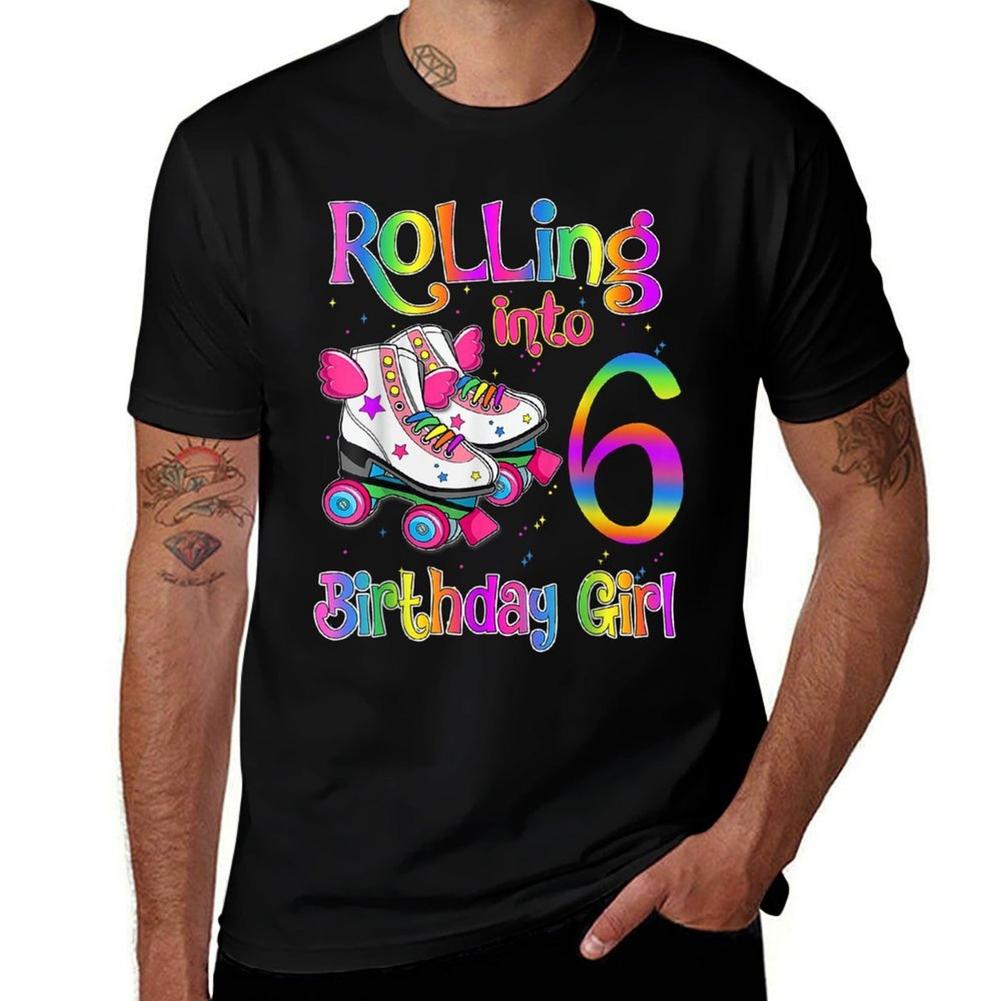 Rollin' Into 6 Roller Skating Rink 6th Birthday Party Girls  Affordable Price T-Shirt