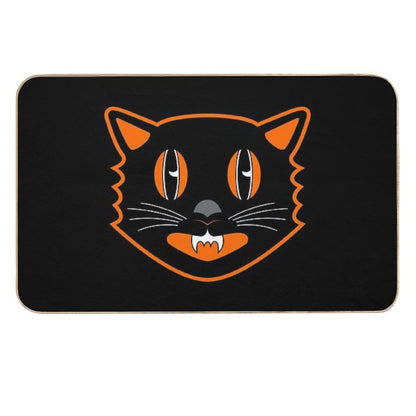 Vintage Halloween Black Cat - Scaredy Cat  Stain-Proof Bath Mat