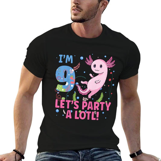 Kids Cute Axolotl Motif 9 Year Old Axolotl Lover 9th Birthday  Durable T-Shirt