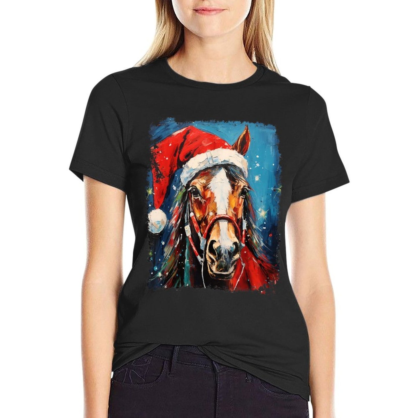 Horse Christmas  High-quality Stitching T-Shirt