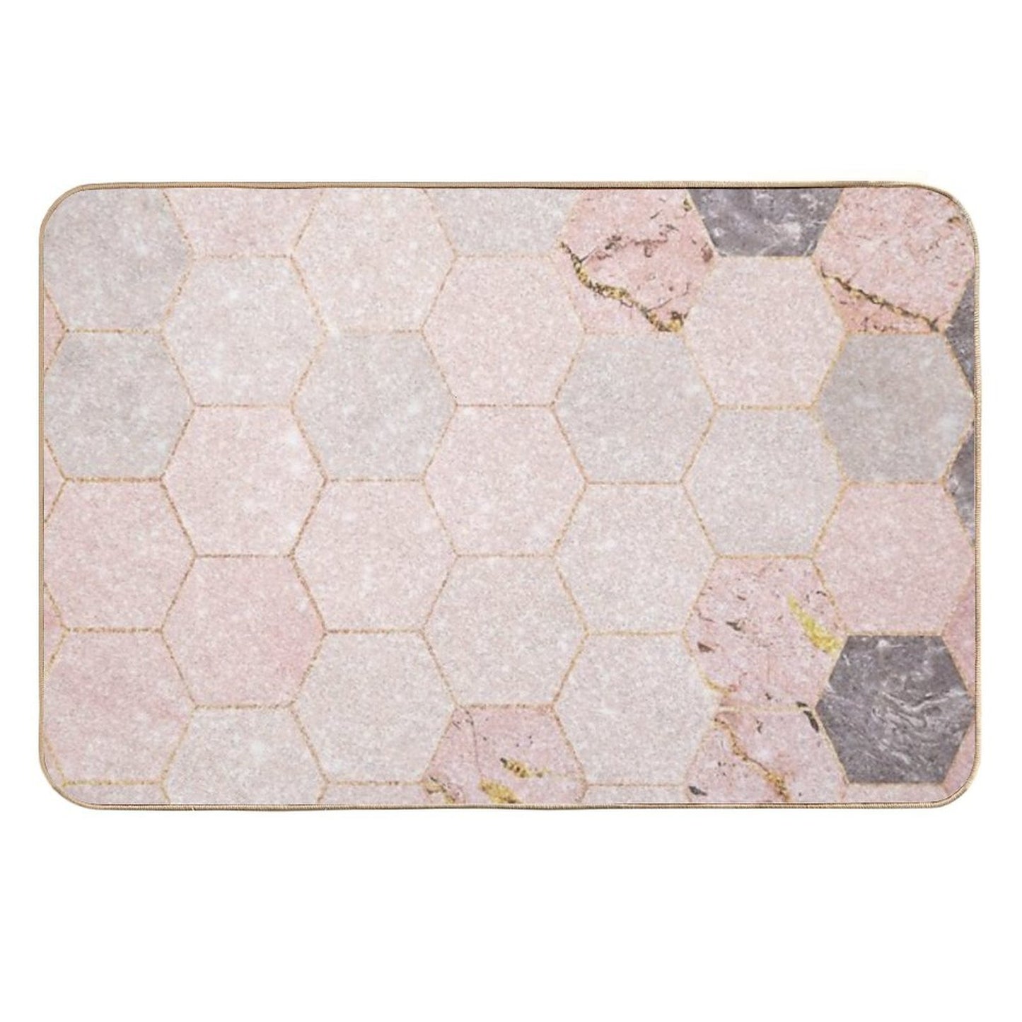 Pink Sparkling Marble Pattern Durable Bath Mat