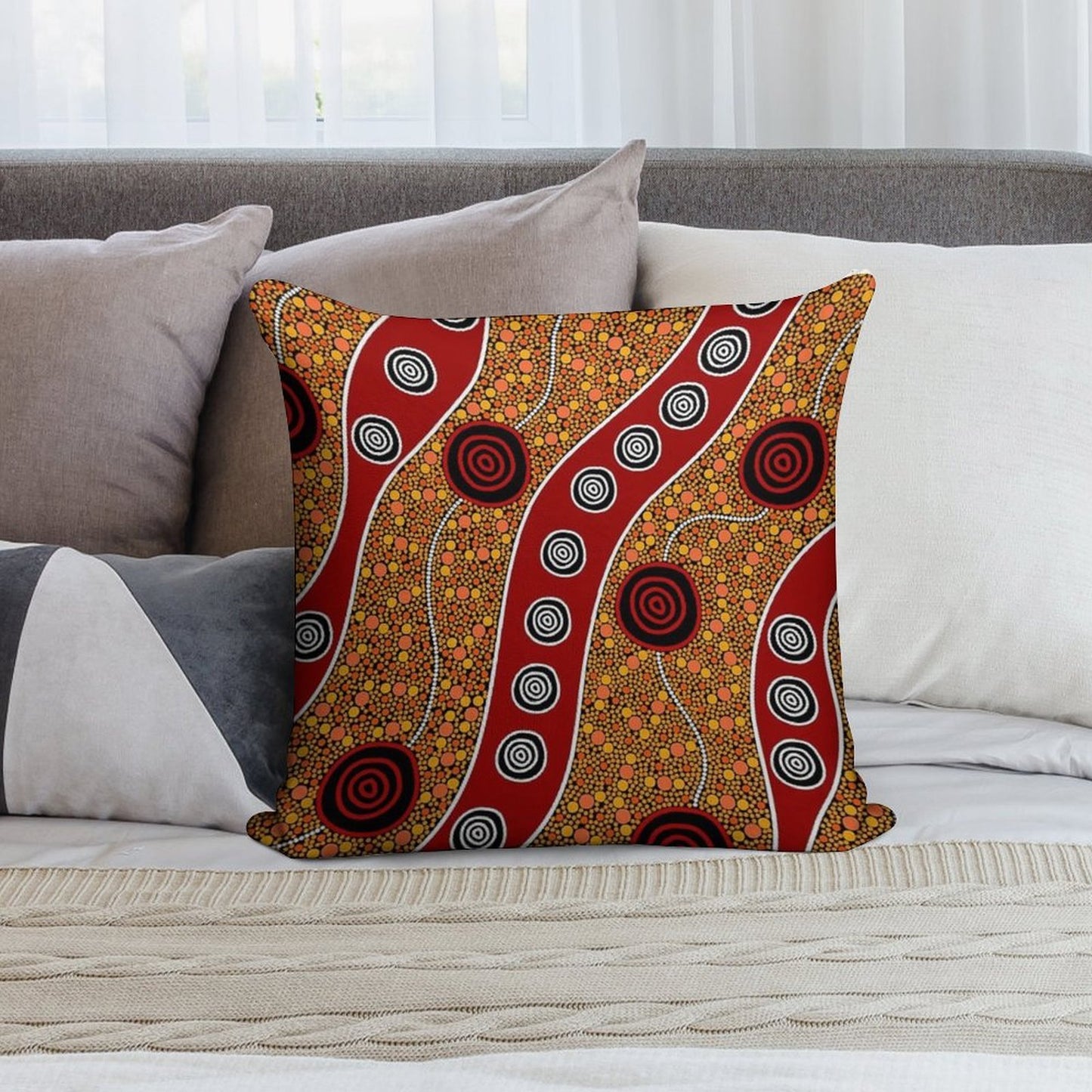 Authentic Aboriginal Art - Untitled Soft Style Accent Throw Pillow