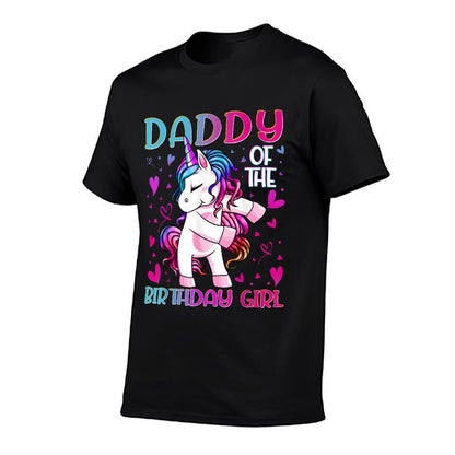 Daddy of The Birthday Girl Flossing Unicorn Dad Daddy Gifts  Relaxed-fit T-Shirt