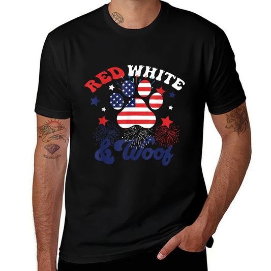 Red White And Woof Patriotic Dog Lover USA 4th Of July  Eco-friendly Material T-Shirt