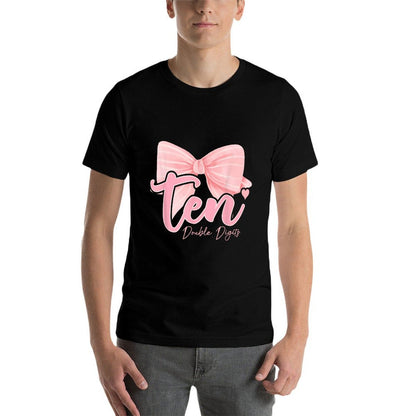 10th Birthday Coquette Bow Pink 10 Year Old Birthday Girl  Polyester Blend T-Shirt