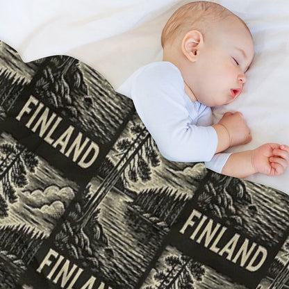 Finland Linocut Style Quick-dry Throw Blanket