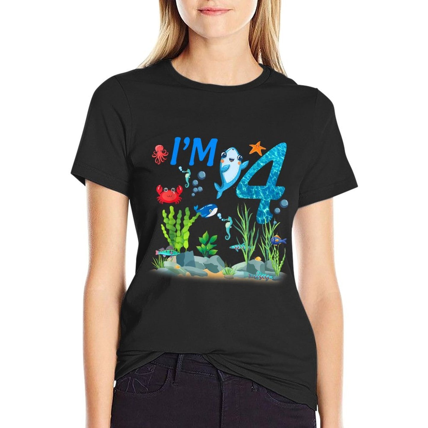 4 Year Old Ocean Themed Birthday Under The Sea 4th Birthday  Soft T-Shirt