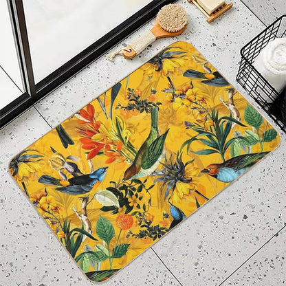Pierre Joseph Redoute Vintage Flowers And Hummingbirds Nostalgic Botanical Garden Pattern Nightgarden  Dirt-Trapping Bath Mat