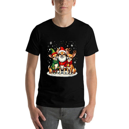 Chihuahua Christmas Dogs Funny Santa Reindeer Elf Holiday  Vintage-inspired T-Shirt