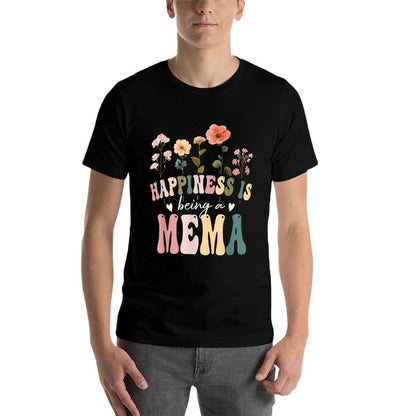 Happiness Is Being A Mema Floral Design Mema Mother's Day  Polyester Blend T-Shirt