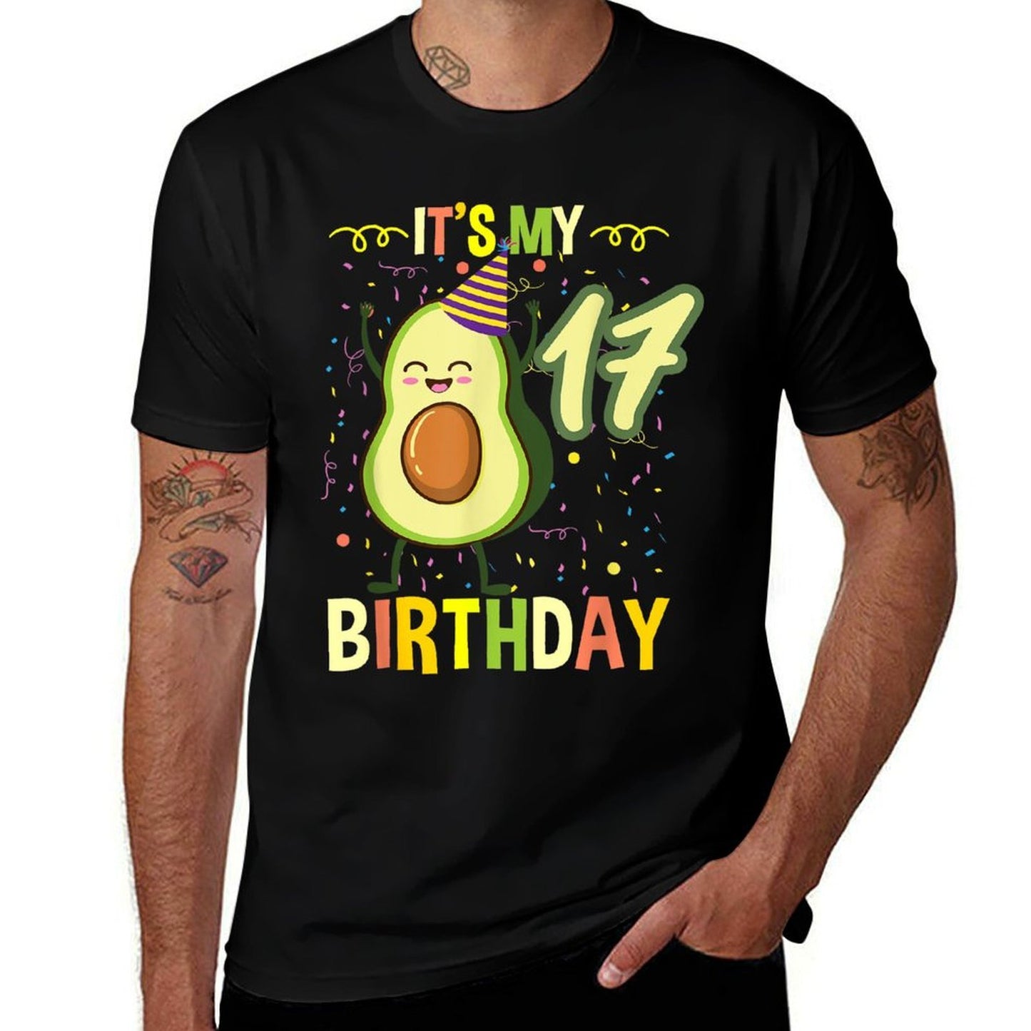 Its My 17th Birthday Avocado  Oversized Silhouette T-Shirt