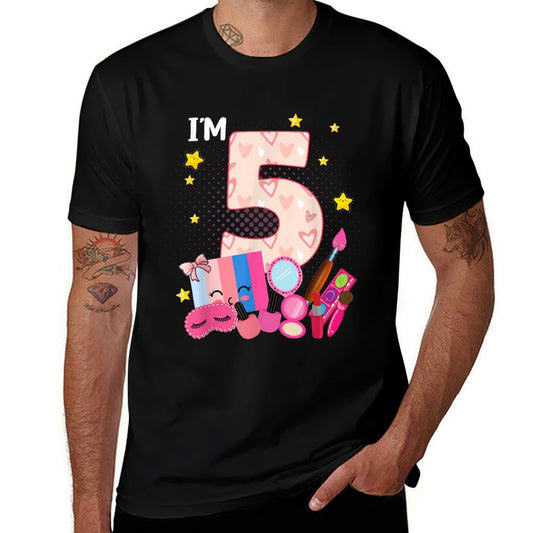 5th Birthday for Little Girl Makeup Spa Nail 5 Years Old  Durable T-Shirt