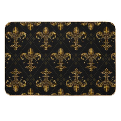 Fleur-de-lis Pattern Vintage Gold  Long-Lasting Bath Mat