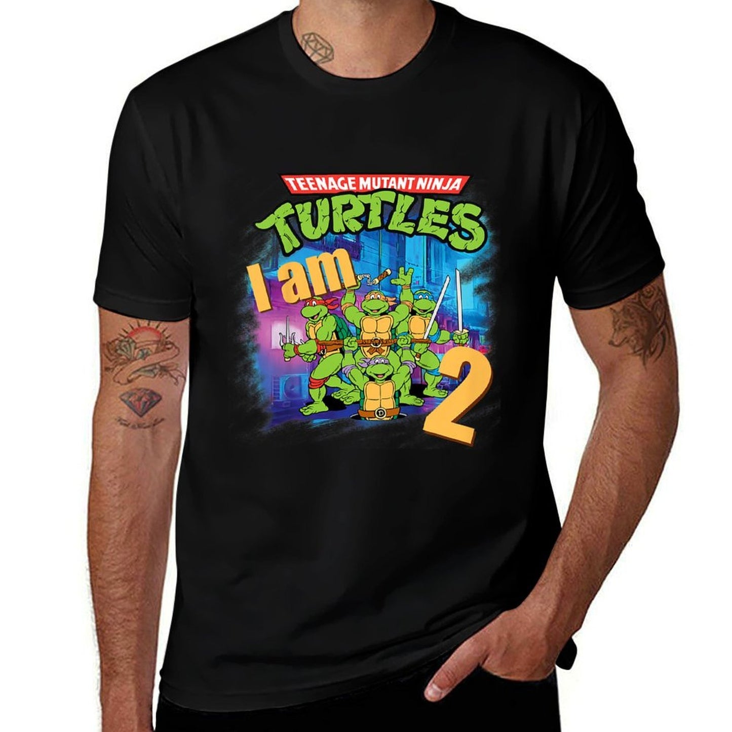 Mademark Xnage Mutant Ninja Turtles - Kids Originalnage Mutant Ninja Turtles Second Birthday 2 2nd  Heathered Texture T-Shirt