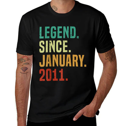 14 Years Old Legend Since January 2011 14th Birthday  Polyester Blend T-Shirt