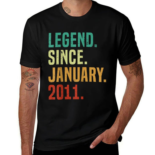 14 Years Old Legend Since January 2011 14th Birthday  Polyester Blend T-Shirt