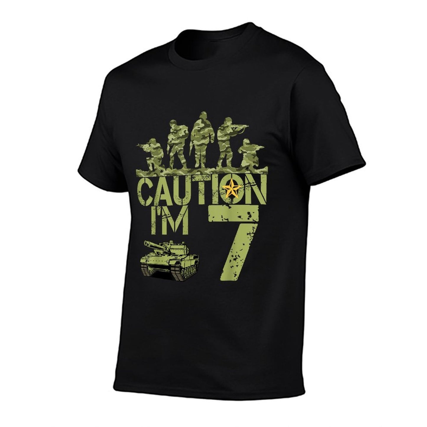 7th Birthday Military I'm 7 Year Old Soldier Camo 7 Birthday  Fade-proof Color T-Shirt