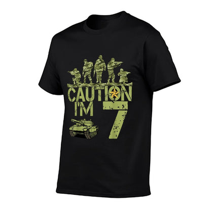 7th Birthday Military I'm 7 Year Old Soldier Camo 7 Birthday  Fade-proof Color T-Shirt