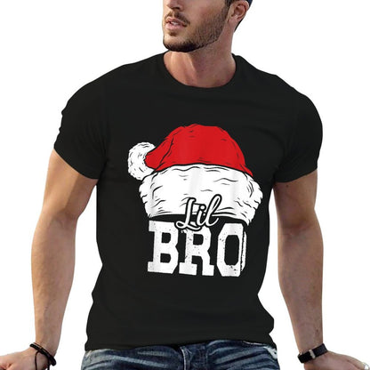 Lil Bro  Santa Hat Christmas Matching Family Pajama  Heathered Texture T-Shirt