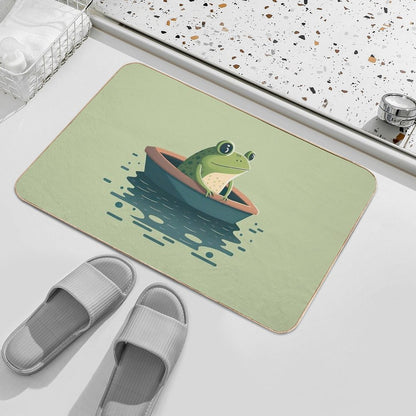Cute Frog on A Journey Durable Bath Mat