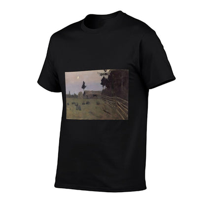 Twilight by Isaac Levitan (1900) Premium  High-quality Stitching T-Shirt