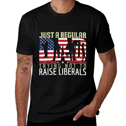 Just A Regular Dad Trying Not To Raise Liberals Father's Day  Heathered Texture T-Shirt