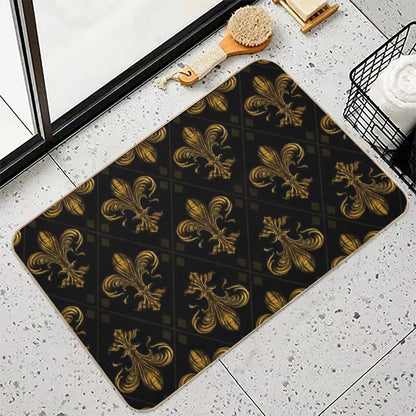 Fleur-de-lis Pattern Vintage Gold  Long-Lasting Bath Mat